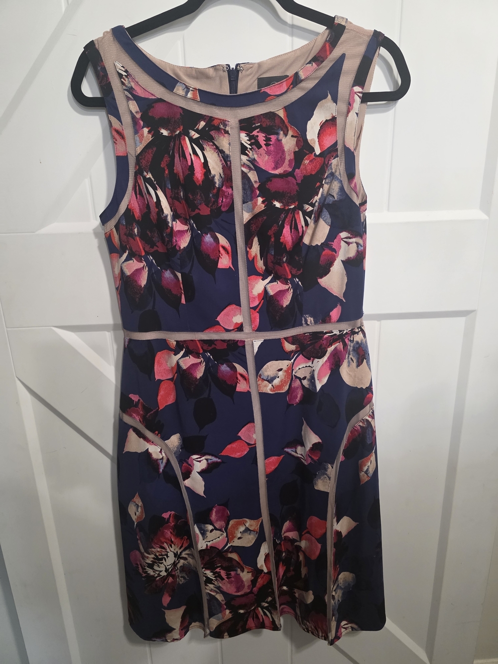 Adrianna Papell Floral Navy & Pink Sleeveless Fit-and-Flare Dress